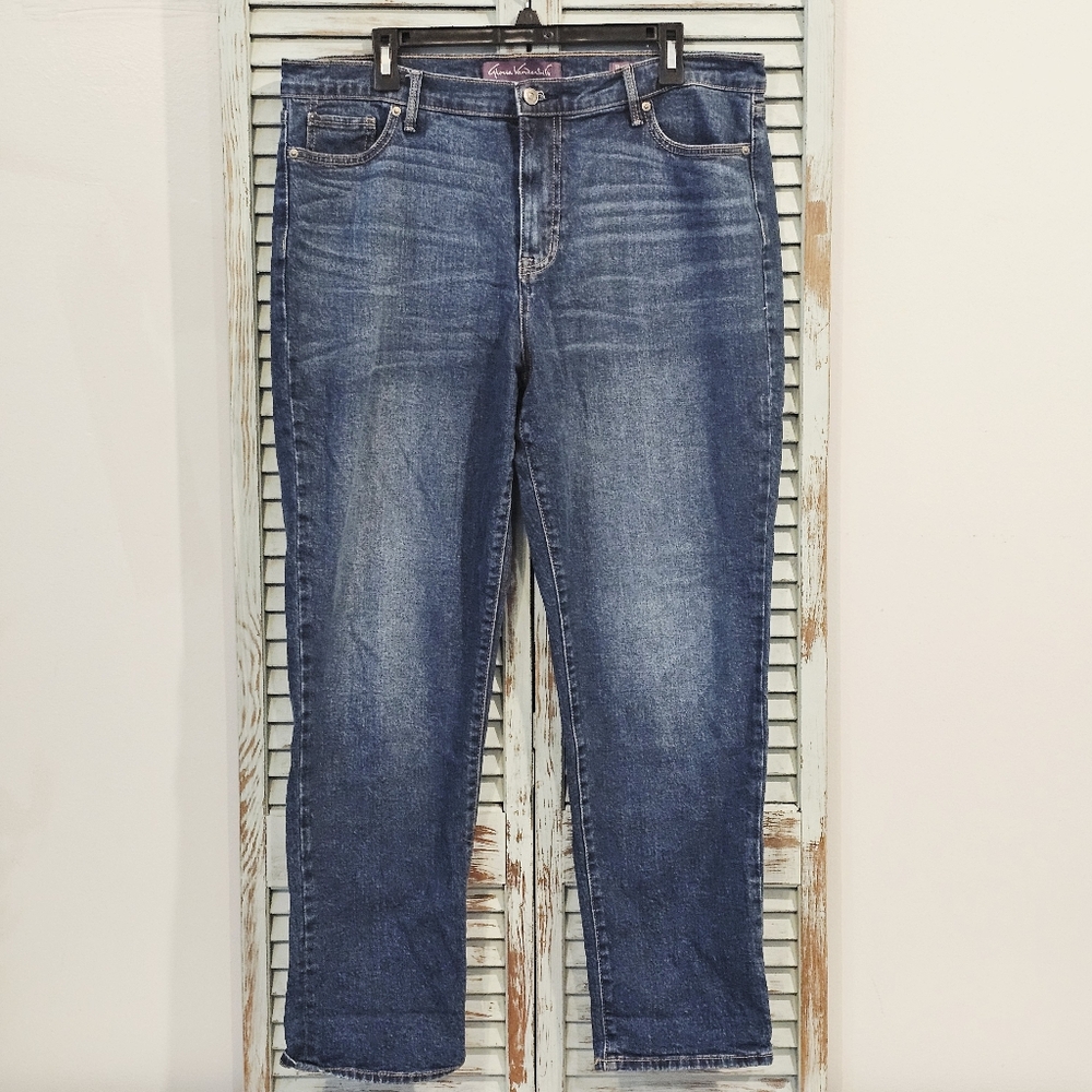 GLORIA VANDERBILT BOYFRIEND JEANS Womens 14 Med Wash Casual Stretch Denim Pant